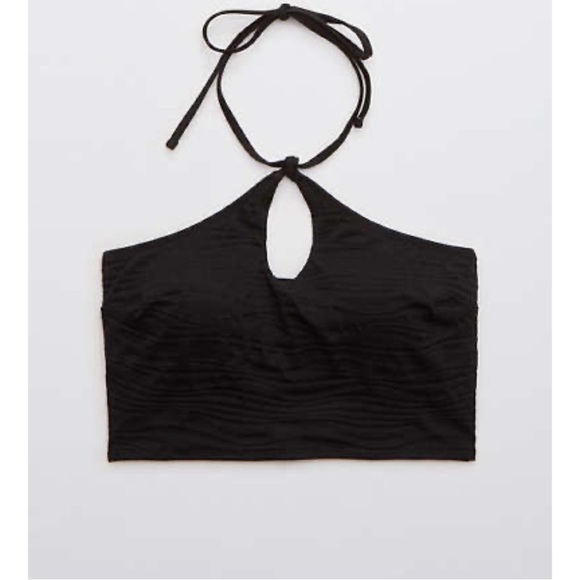 aerie Other - Aerie Black Jacquard Bandeau Bikini Top Size L